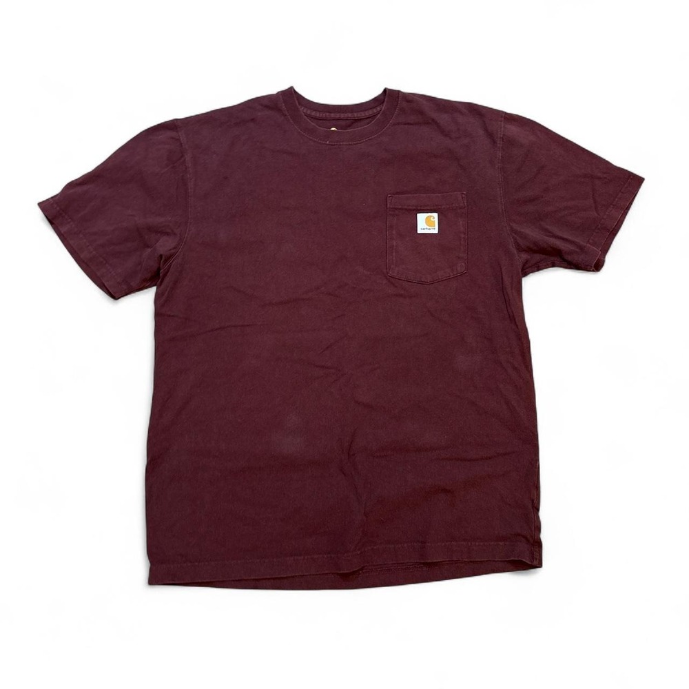 Carhartt Pocket T-Shirt Burgundy Original Fit Short Sleeve Mens Large